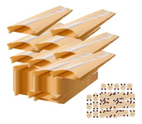 50 Piezas Bolsas De Panadería Con Ventana Transparente