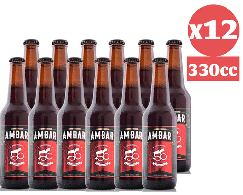 Pack 12x Cerveza Artesanal +56 Ambar Ale 330cc Botella