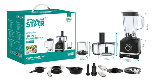 Procesador De Alimentos 10 En 1 Multiprocesador 600w