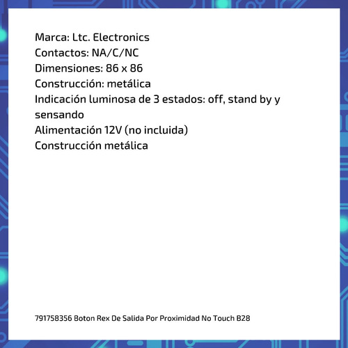 Imagen 6 de 9 de Boton Rex De Salida Por Proximidad No Touch B28