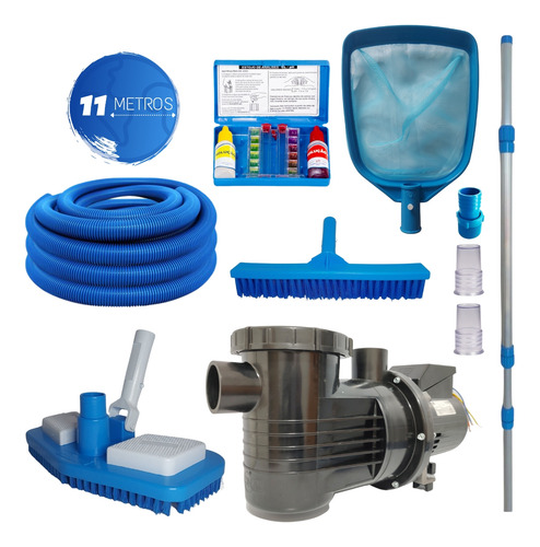 Motobomba Pf-17 1/2cv Com Kit Limpeza 11 Metros De Mangueira
