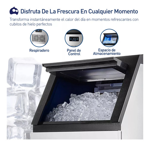 Maquina Para Hacer Hielo Con Pantalla Led Capacidad 50 Kg Color Plateado