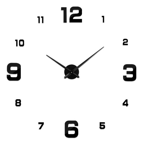 Reloj De Pared Con Diseño 3d Moderno Grande Negro Numero47''