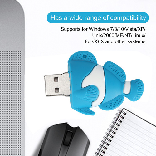 Imagen 9 de 10 de Usb Stick Cartoon U Disk Azul Pez Payaso Apariencia Alta