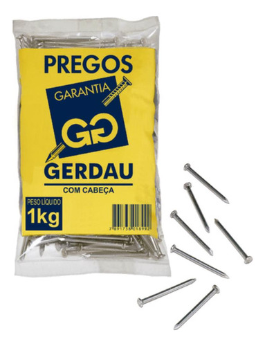 Prego Polido Gerdau Com Cabeça 18x24 1kg Comprimento 55.2 mm Diâmetro nominal 3.4 mm