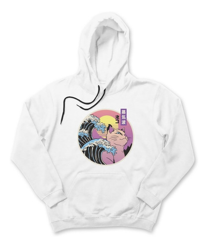 Sudadera Hoodie Ola Japonesa Gato Unisex Mujer Hombre Niño