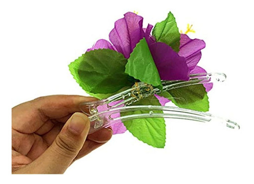 Pinza De Pelo De Flor De Hibisco Hawaiano, Tela Artificial F