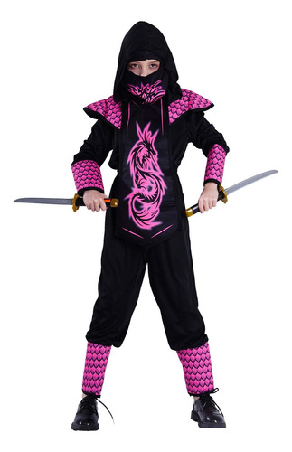 Pgond Disfraz De Mono Ninja Rosa Para Niñas (10-12 Años)