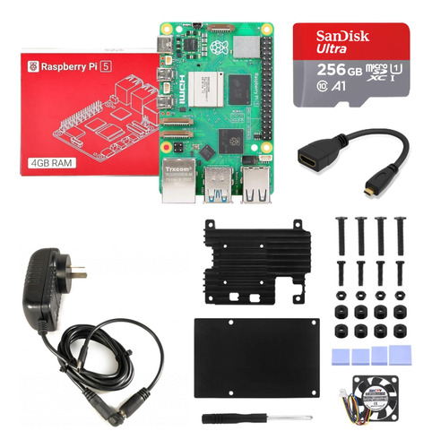 Kit Completo Raspberry Pi 5 4gb Gabinete Metalico 256gb Fan