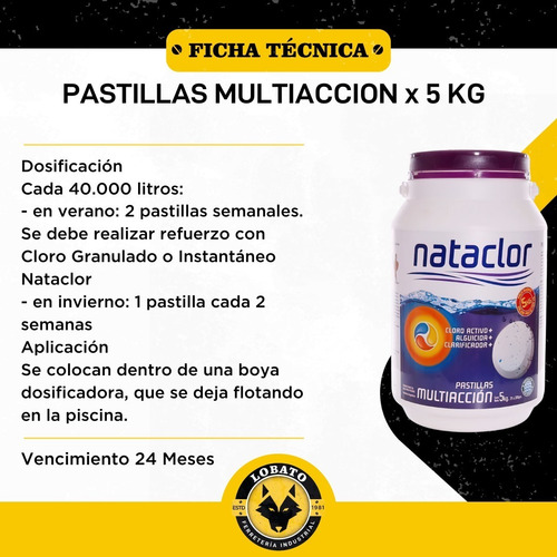 Imagen 5 de 10 de Combo Piscina Cloro + Pastillas Multiaccion X 5 Kg Nataclor