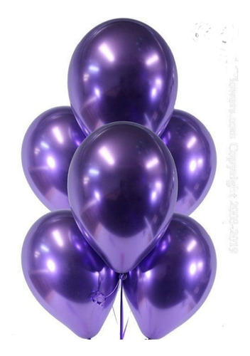 100 Globos  R12 Cromados Morados / Envío  Gratis