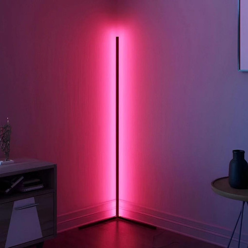 Luz Lampara Pie Esquinero Pixel Led Rgb Deco Negro
