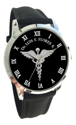 Reloj Mod. Doctor Personalizado Con Nombre, Cristal, Piel