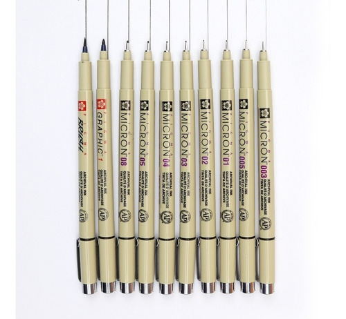 SAKURA PIGMA Micron Pens Needle Tip 003 005 01 02 03 04 05 08 Brush Fine  Liner Sketching Drawing Markers Japanese Stationery