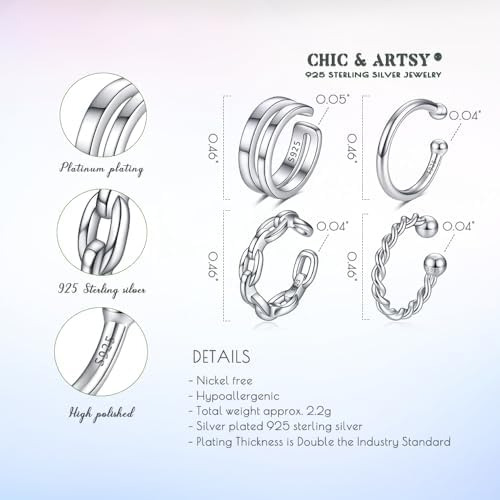 Ear Cuffs Pendientes De Cartílago Con Clip De Concha De Sin