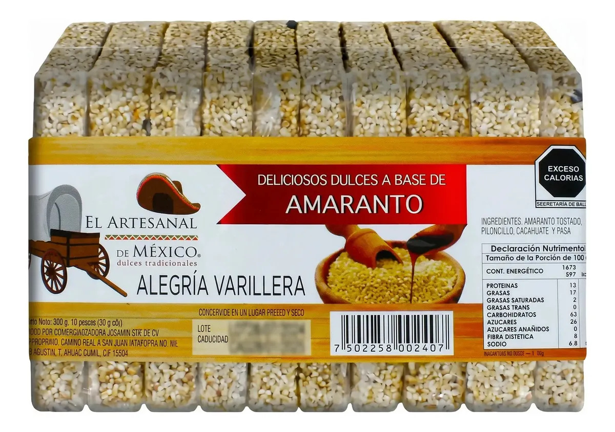 Barras De Amaranto Con Miel, Pasas Y Piloncillo 10 Pzs