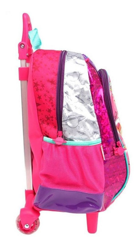 Imagem 3 de 7 de Kit Mochila Barbie Aventura Nas Estrelas Rodinhas G Prata