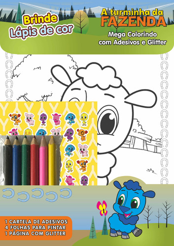 A turminha da fazenda - Mega colorindo com adesivos e glitter, de On Line a. Editora IBC - Instituto Brasileiro de Cultura Ltda, capa mole em português, 2018