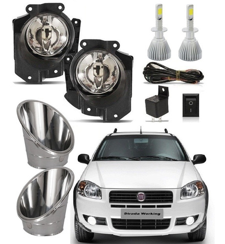 Kit Farol Milha Strada Working 2011 Com Cromado Super Led