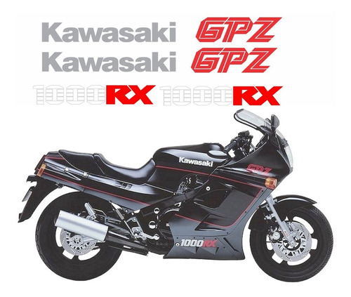 Kit Adesivos Emblema Compatíveis Moto Gpz 1000 Rx 1986 Preta