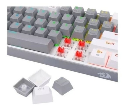 Imagen 4 de 4 de Teclado bluetooth Redragon Fizz Pro K616-RGB QWERTY Red inglés US color gris y blanco con luz RGB
