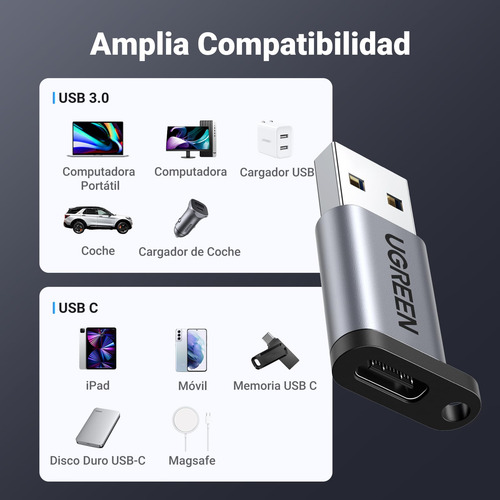 Ugreen Adaptador Usb 3.0 A Usb C, 3.1 Tipo C A 3.0 Tipo A He