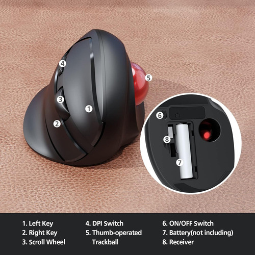 A Ratón Micropack Enalambrico, Ergonomico, Trackball, 3dpi