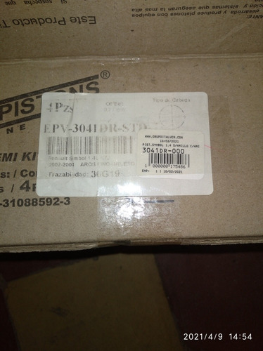 Pistones Y Anillos Renault Symbol 1.4 Kangoo K7j Std