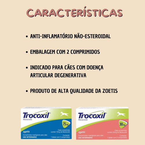 Trocoxil 75 Mg - 2 Comprimidos Para Dores Articulares