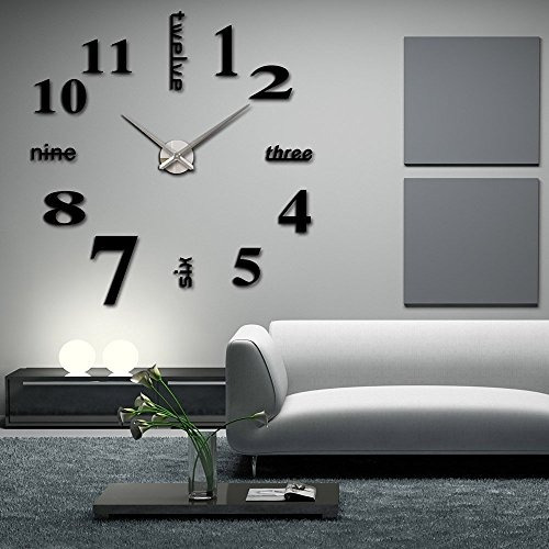 Reloj De Pared 3d Elikeable Moderno Bricolaje (negro)