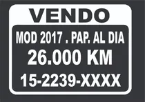 Comprar Cartel Vendo Auto 19cm X 14cm X3 Unidades
