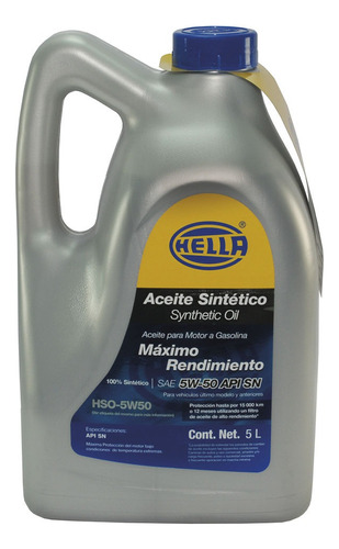 Aceite para motor Hella sintético 5W-40 para autos, pickups & suvs de 1 unidad x 5L