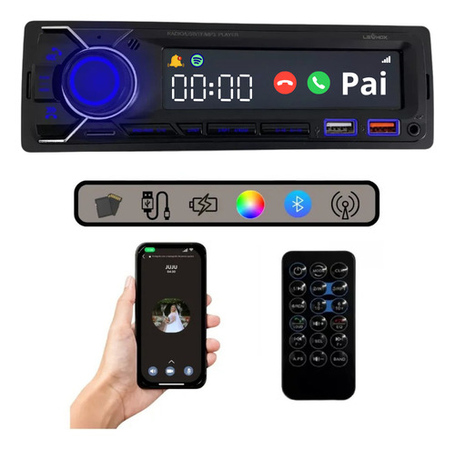 Radio Mp3 Android Automotivo Bluetooth Para Carro Fm Usb Bt