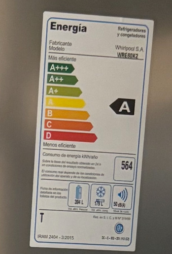 Heladera Con Freezer Whirlpool Wre80 Capacidad De 573l 220v Gris (Usado)