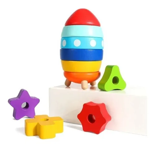 Juguete De Cohete Para Encajar De Madera Para Niños