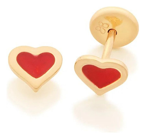 Aros Aritos Corazon De Oro 18k Laminado Mujer Joya Rommanel 