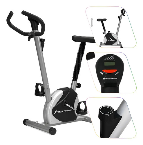 Bicicleta Ergométrica Vertical Dobrável Exercicio Para Perna cor prateado