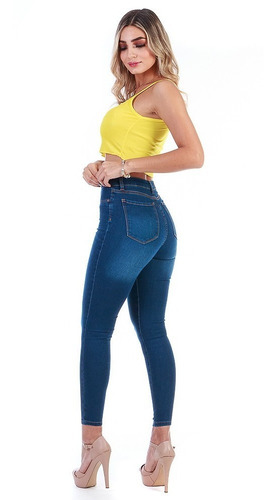 Imagen 7 de 7 de Pantalón Jeans Mezclilla Stretch Dama Con Botones Al Frente