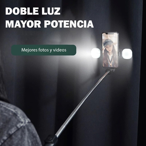 Imagen 8 de 10 de Palo Selfie Doble Luz Gimbal Control Bluetooth Tripode Usb