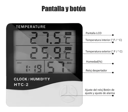 Termometro Higrometro Digital Con Sonda Interior Y Exterior Color