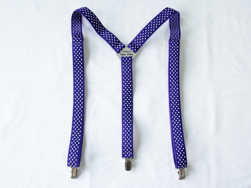 Tirador Pantalón Suspenders Pinza Violeta Lunar Blan Pla 3cm
