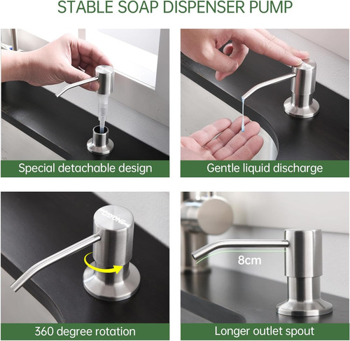 Despachador De Jabon Liquido Rellenable Inoxidable Mesa 360°