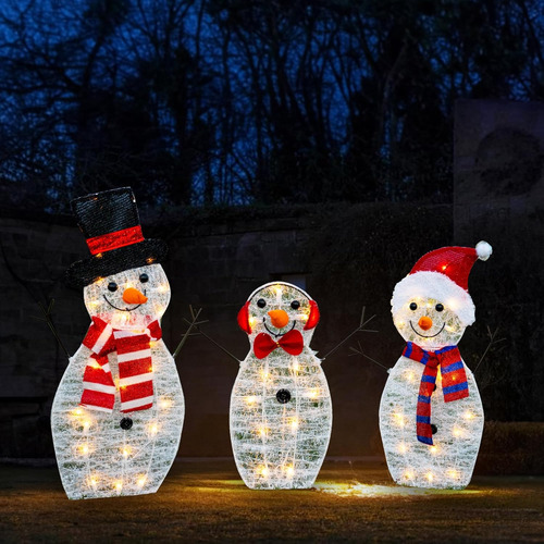 3 Peças De Tiras De Luz Led Brilhantes De Boneco De Neve De