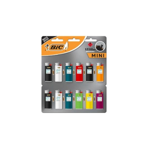 Encendedor Mini Bic  - Display X 12 Unid