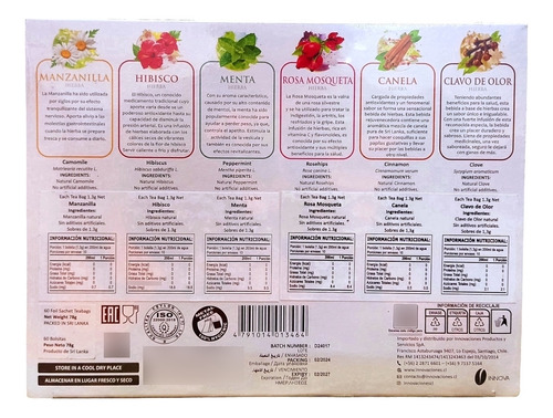 Té Pack De 6 Infusión Hiervas 60uni Qualitea Colección 240g
