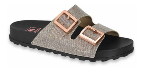 Imagem 1 de 6 de Birken Rasteira Chinelo Flat Moleca Com Fivelas.