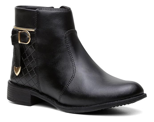 Bota Feminina Estilo Coturno Curto Zíper