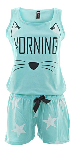 Pijama Original 100% Colombiana En Polialgodón Diseño Gato 2