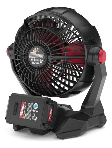 Abanico Ventilador Hyper Tough 7.5 Inalámbrico 20v 30.48 Cm 20v Negro Rojo Plástico 3