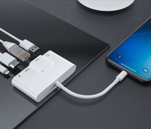 Imagen 8 de 9 de Adaptador iPhone iPad Hdmi Lightning Usb Rj45 Ethernet